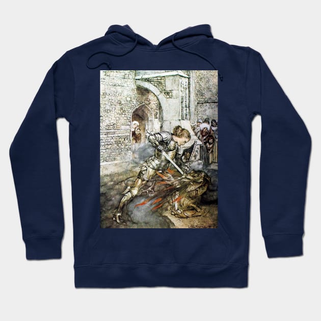 Lancelot Kills The Dragon - Arthur Rackham Hoodie by forgottenbeauty